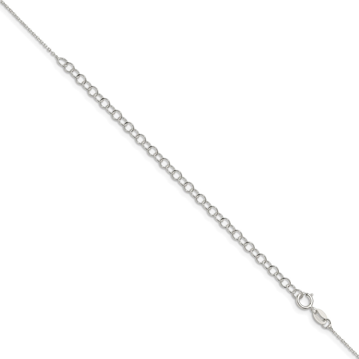 925 White Gold 1 mm Polished Chain Necklace, Solid detail view