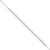 925 White Gold 1 mm Polished Chain Necklace, Solid detail view