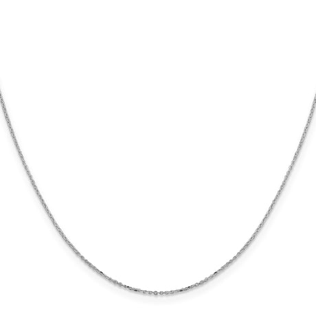 925 White Gold 1 mm Polished Chain Necklace, Solid