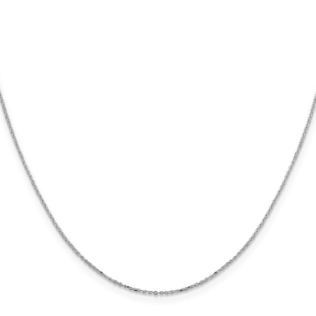 925 White Gold 1 mm Polished Chain Necklace, Solid