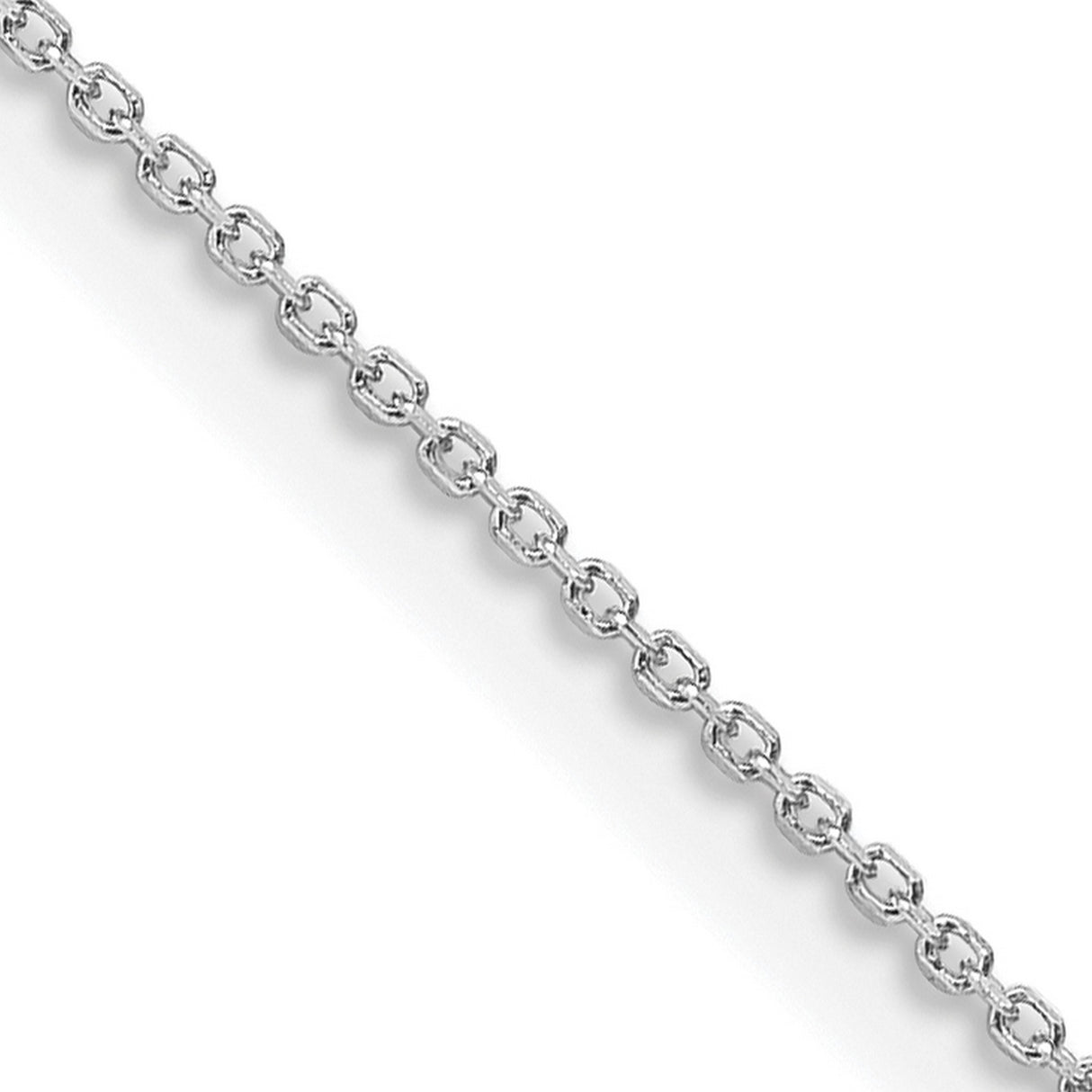 925 White Gold 1 mm Polished Chain Necklace, Solid detail view