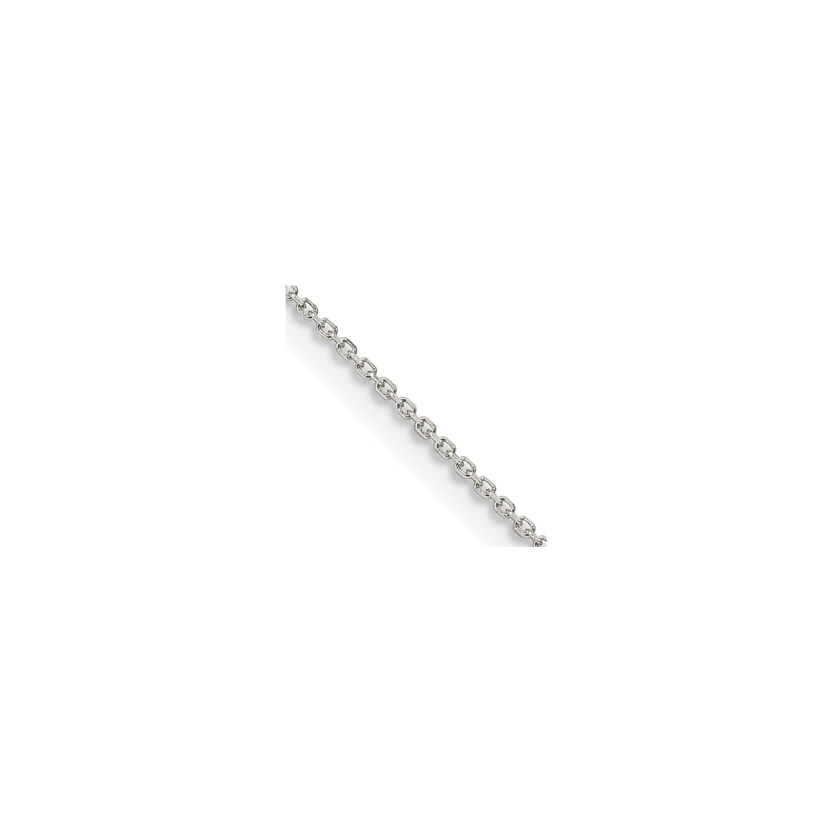 925 White Gold 1 mm Polished Chain Necklace, Solid detail view
