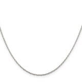 925 White Gold 1.25 mm Rope Chain Necklace, Polished