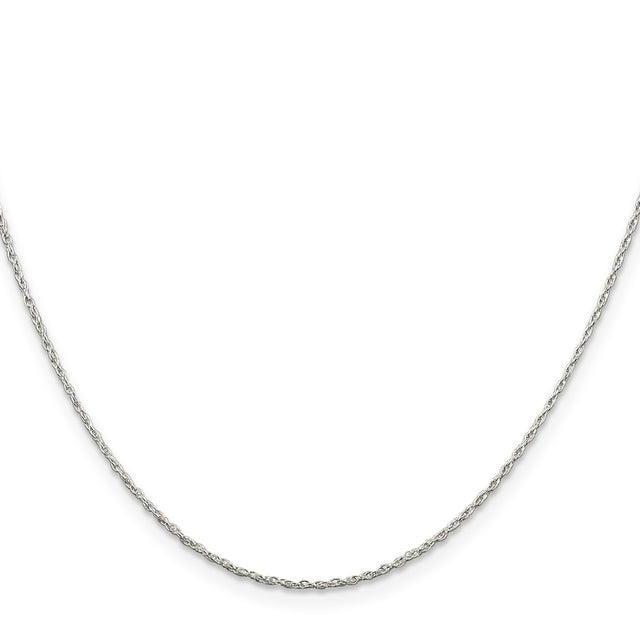 925 White Gold 1.25 mm Rope Chain Necklace, Polished