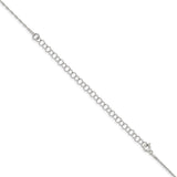 925 White Gold 1.25 mm Rope Chain Necklace, Polished detail view