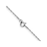 925 White Gold 1.25 mm Rope Chain Necklace, Polished alternate angle