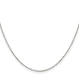 925 White Gold 1 mm Polished Chain Necklace, Solid