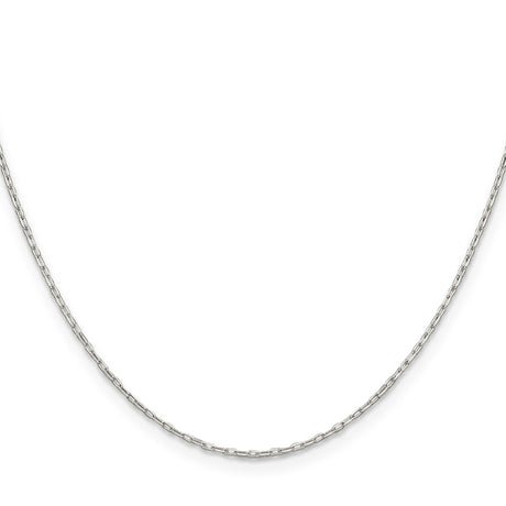925 White Gold 1 mm Polished Chain Necklace, Solid
