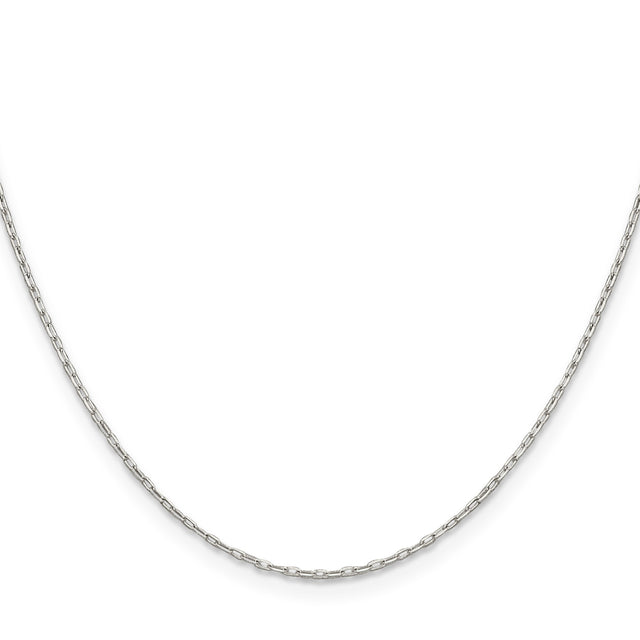 925 White Gold 1 mm Polished Chain Necklace, Solid