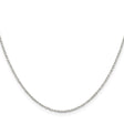 925 White Gold 1 mm Polished Chain Necklace, Solid