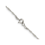 925 White Gold 1 mm Polished Chain Necklace, Solid alternate angle