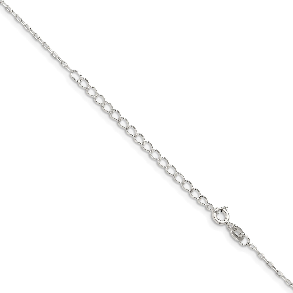 925 White Gold 1 mm Polished Chain Necklace, Solid detail view