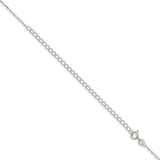 925 White Gold 1 mm Polished Chain Necklace, Solid detail view
