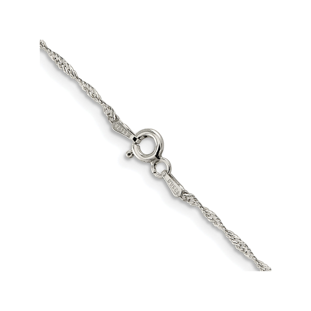 925 White Gold 1 mm Polished Chain Necklace alternate angle