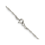 925 White Gold 1 mm Polished Chain Necklace alternate angle