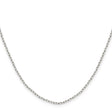925 White Gold 1.65 mm Polished Chain Necklace, Solid