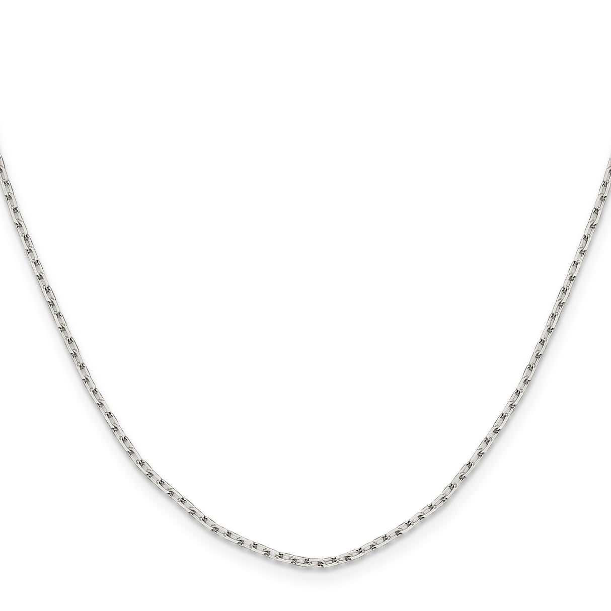 925 White Gold 1.65 mm Polished Chain Necklace, Solid