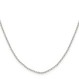 925 White Gold 1.65 mm Polished Chain Necklace, Solid