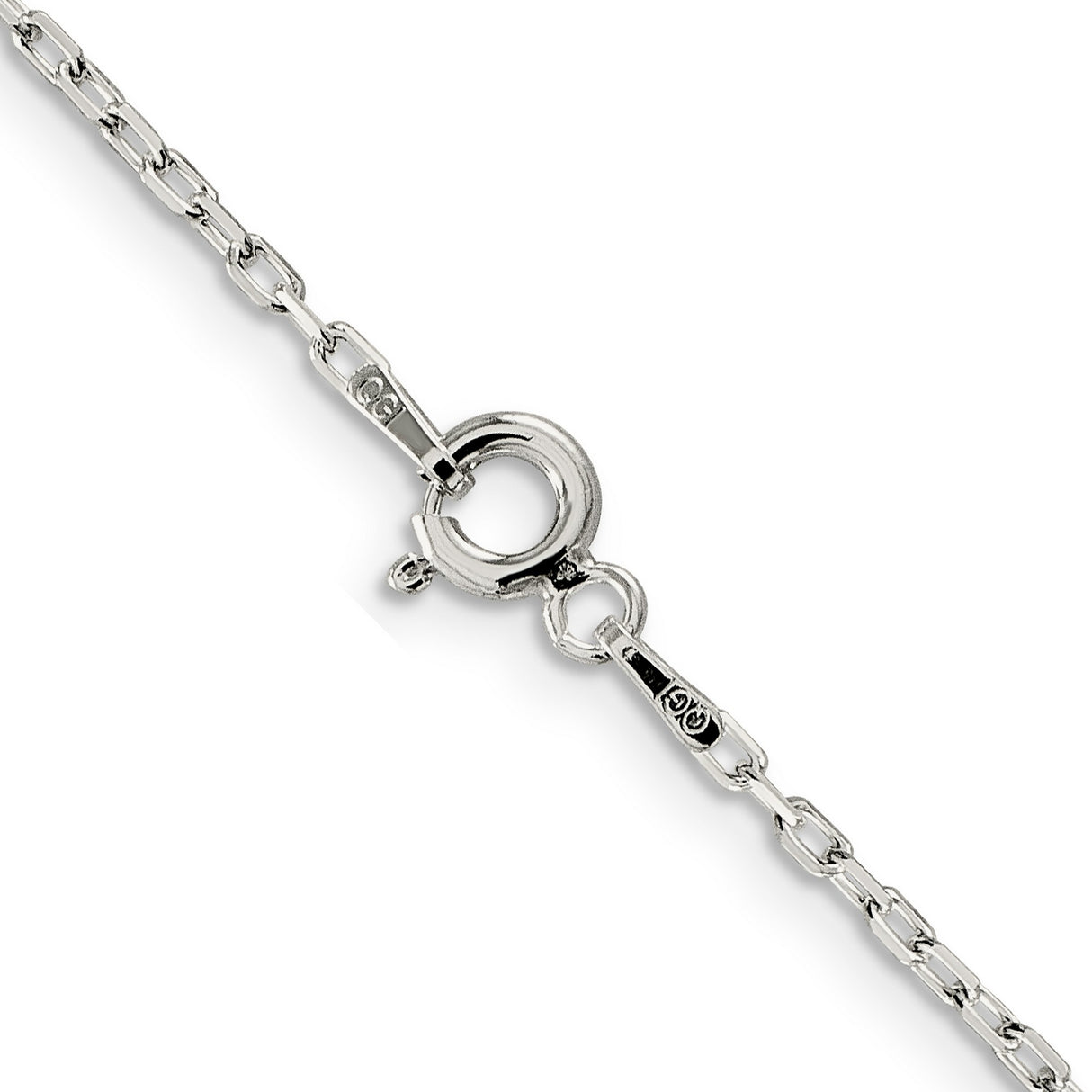 925 White Gold 1.65 mm Polished Chain Necklace, Solid alternate angle