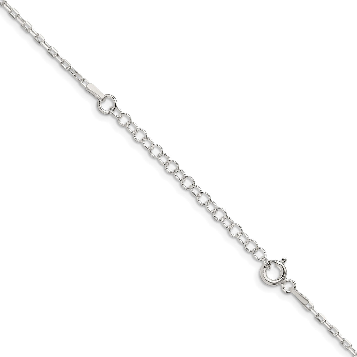 925 White Gold 1.65 mm Polished Chain Necklace, Solid detail view