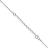 925 White Gold 1.65 mm Polished Chain Necklace, Solid detail view