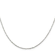 925 White Gold 1.2 mm Polished Chain Necklace, Solid