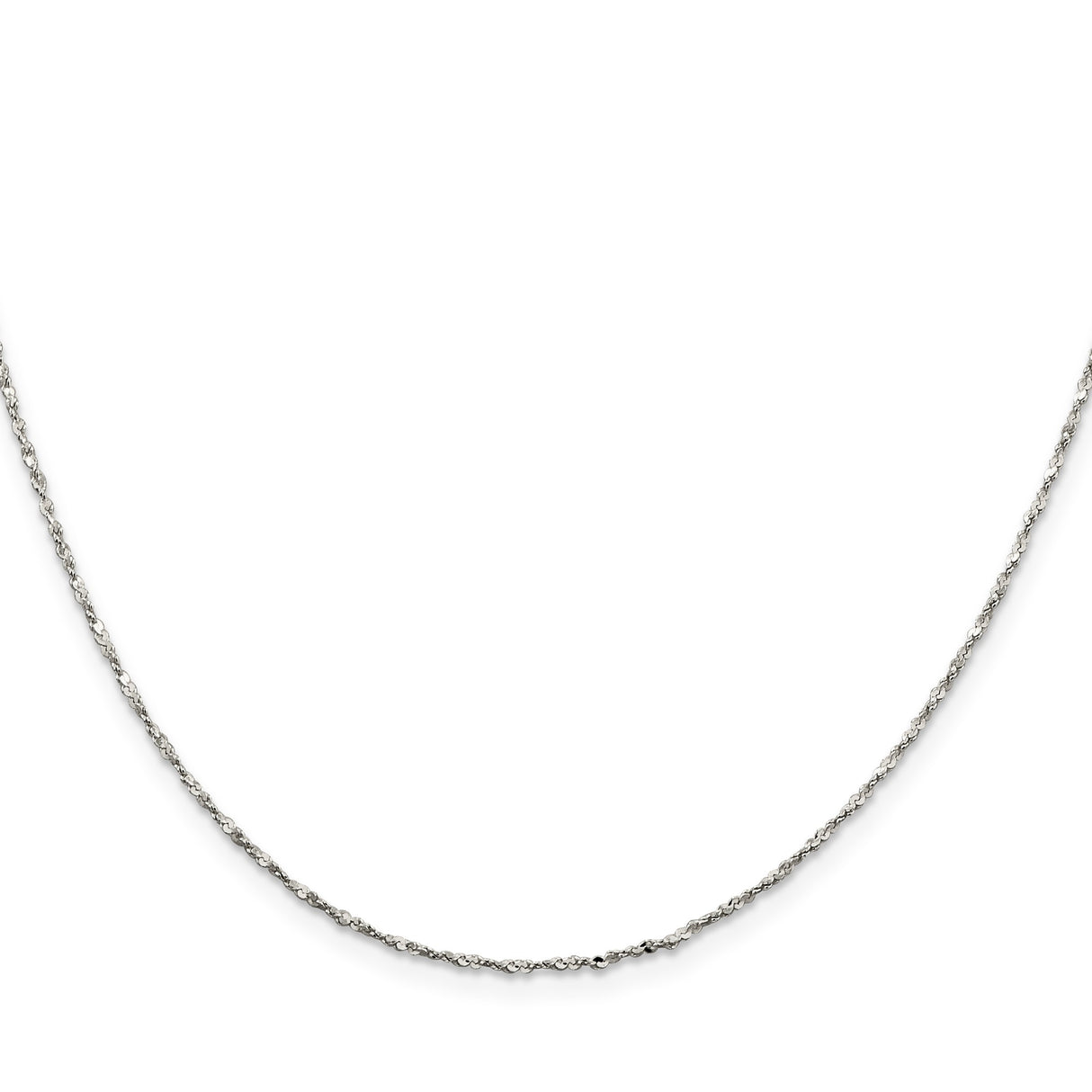 925 White Gold 1.2 mm Polished Chain Necklace, Solid