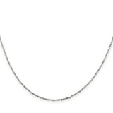 925 White Gold 1.2 mm Polished Chain Necklace, Solid
