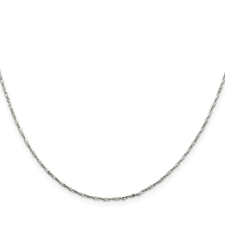 925 White Gold 1.2 mm Polished Chain Necklace, Solid
