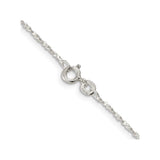 925 White Gold 1.2 mm Polished Chain Necklace, Solid alternate angle