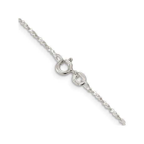 925 White Gold 1.2 mm Polished Chain Necklace, Solid alternate angle