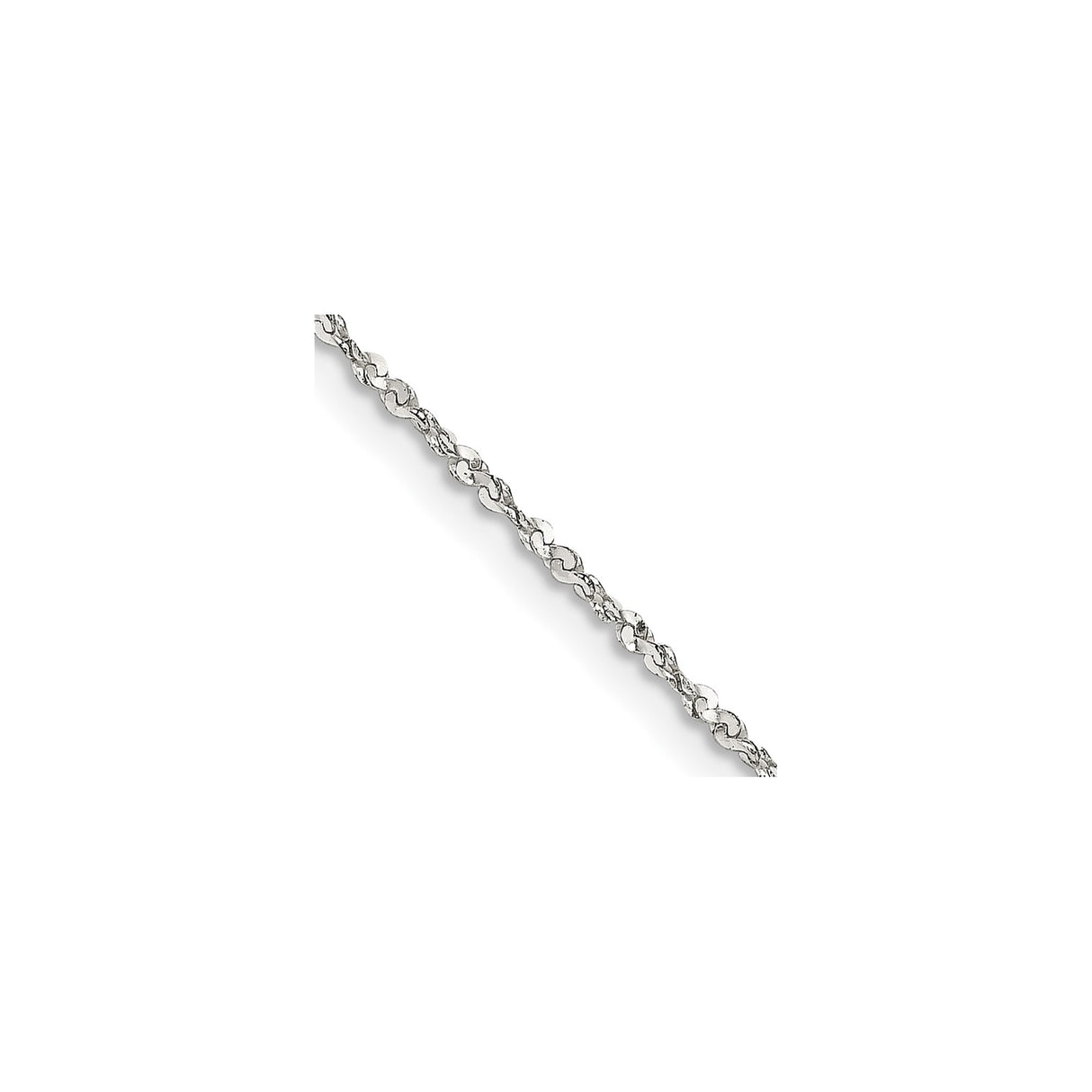 925 White Gold 1.2 mm Polished Chain Necklace, Solid detail view