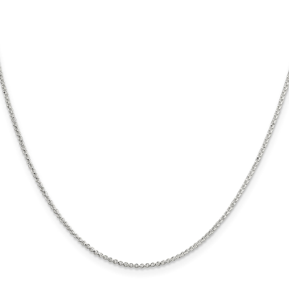 925 White Gold 1.4 mm Polished Chain Necklace, Solid