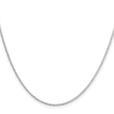 925 White Gold 1.4 mm Polished Chain Necklace, Solid