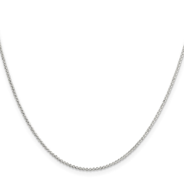 925 White Gold 1.4 mm Polished Chain Necklace, Solid