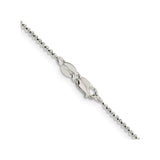 925 White Gold 1.4 mm Polished Chain Necklace, Solid alternate angle