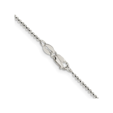 925 White Gold 1.4 mm Polished Chain Necklace, Solid alternate angle