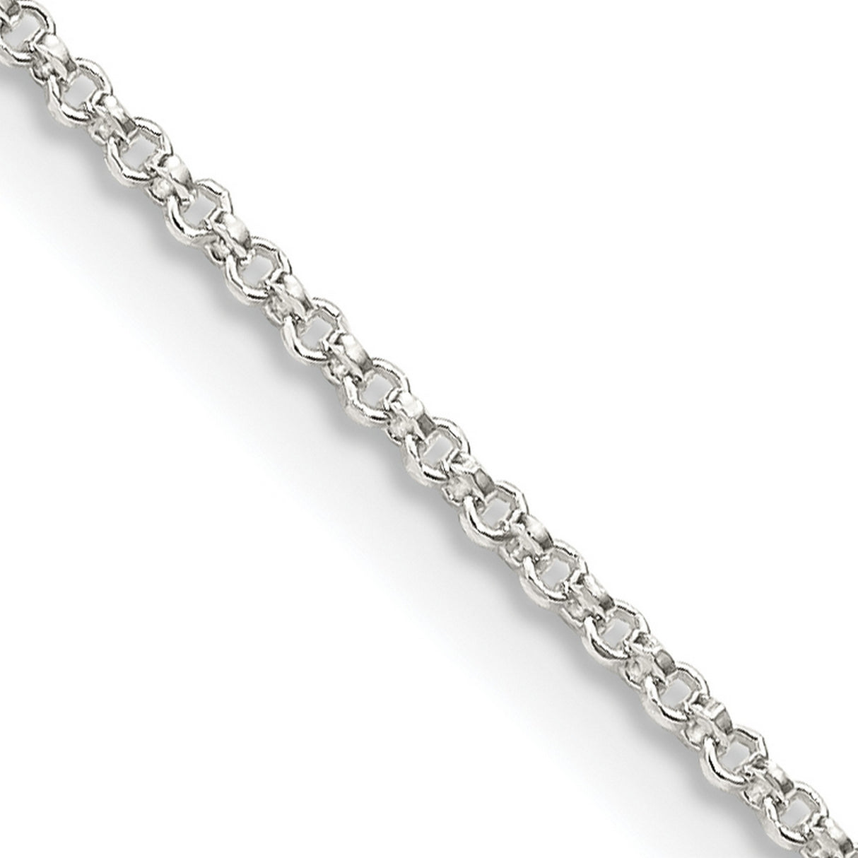 925 White Gold 1.4 mm Polished Chain Necklace, Solid detail view
