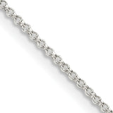 925 White Gold 1.4 mm Polished Chain Necklace, Solid detail view