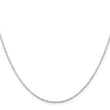 925 White Gold 1.05 mm Polished Chain Necklace, Solid