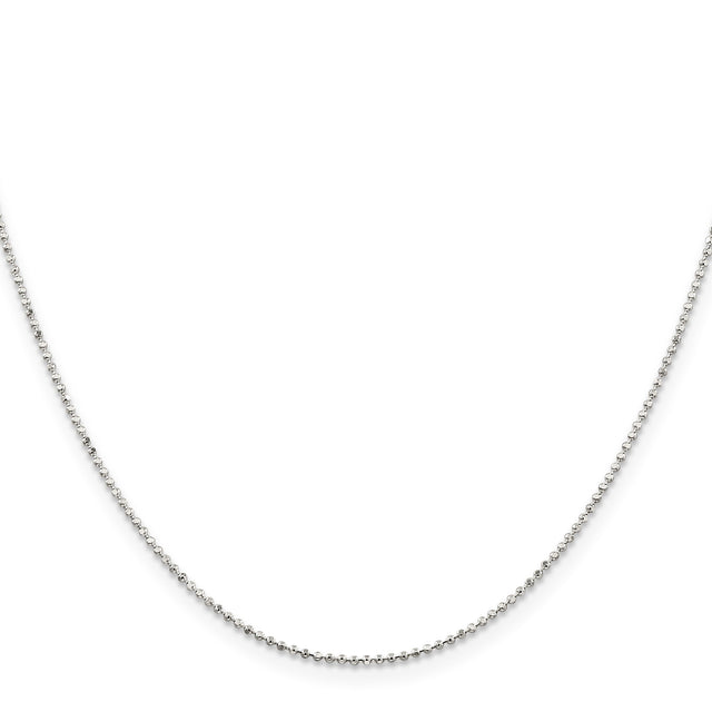 925 White Gold 1.05 mm Polished Chain Necklace, Solid
