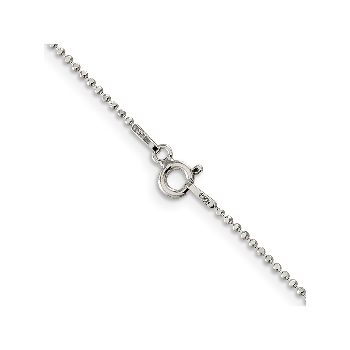 925 White Gold 1.05 mm Polished Chain Necklace, Solid alternate angle