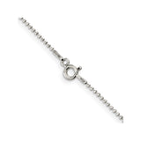 925 White Gold 1.05 mm Polished Chain Necklace, Solid alternate angle