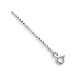 925 White Gold 1.05 mm Polished Chain Anklet, Solid shown for scale