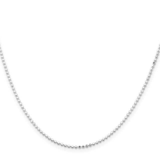 925 White Gold 1.15 mm Polished Chain Necklace, Solid