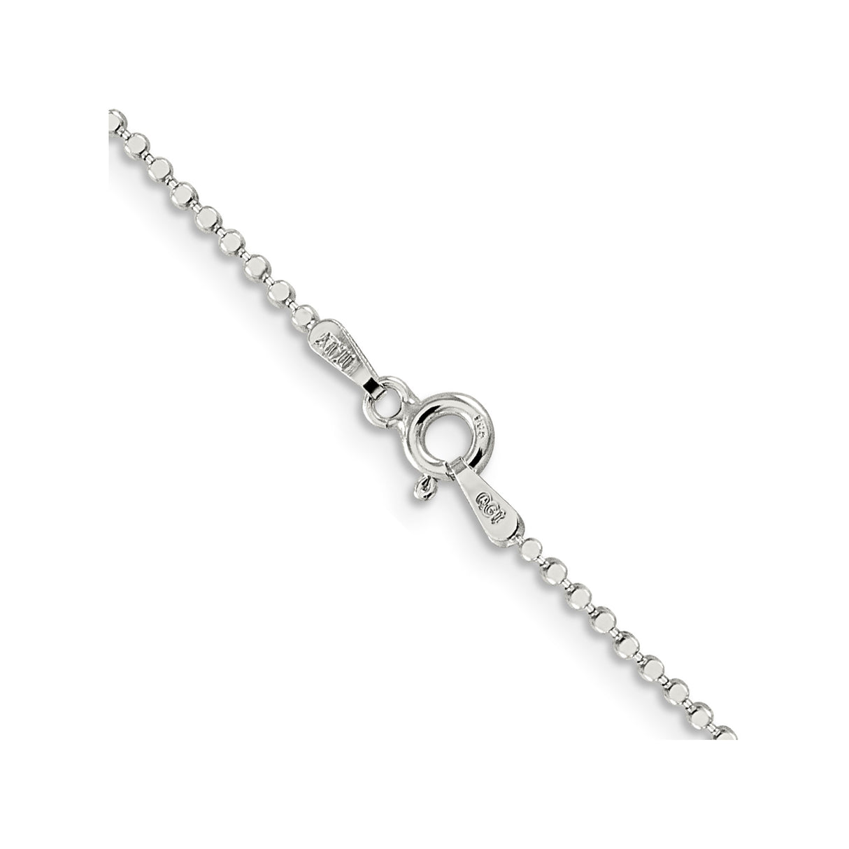 925 White Gold 1.15 mm Polished Chain Necklace, Solid alternate angle