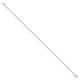 925 White Gold 1.15 mm Polished Chain Anklet, Solid