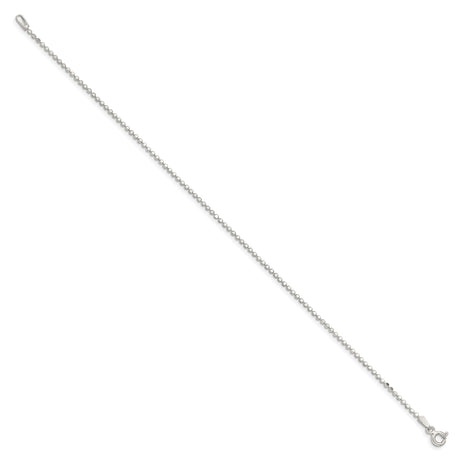 925 White Gold 1.15 mm Polished Chain Anklet, Solid