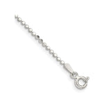 925 White Gold 1.15 mm Polished Chain Anklet, Solid shown for scale