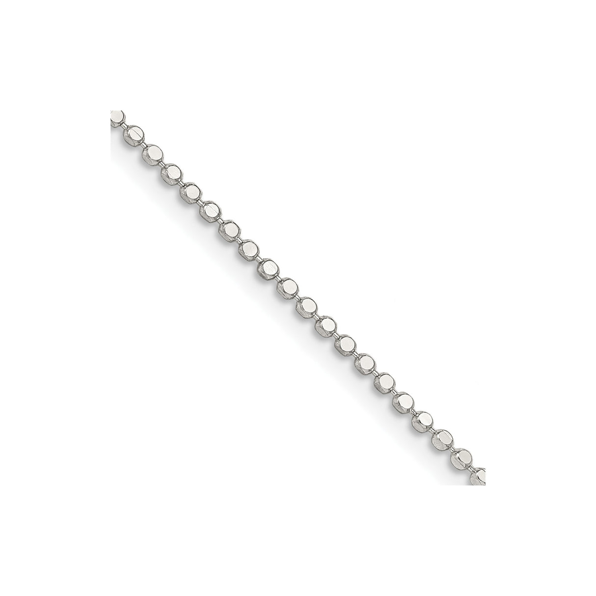 925 White Gold 1.15 mm Polished Chain Necklace, Solid detail view